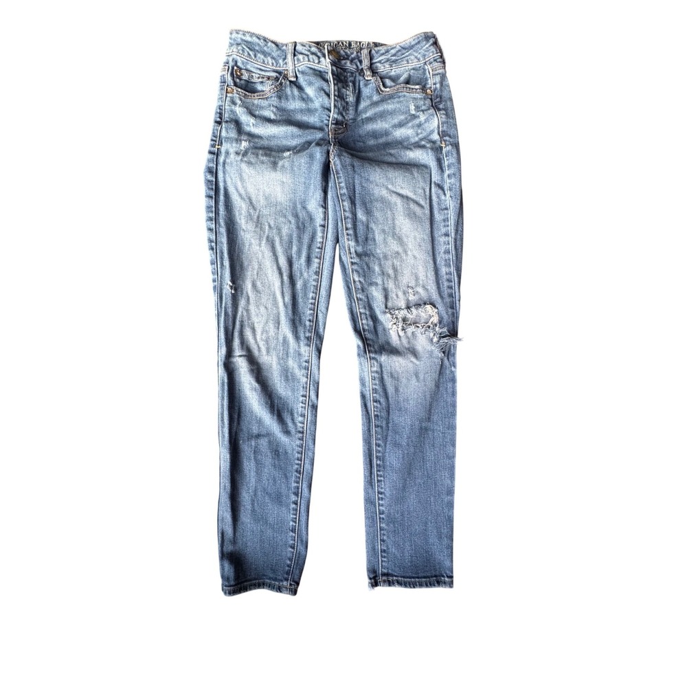 American Eagle Outfitters Womens‎ Boy Jean Blue Distressed Size 2